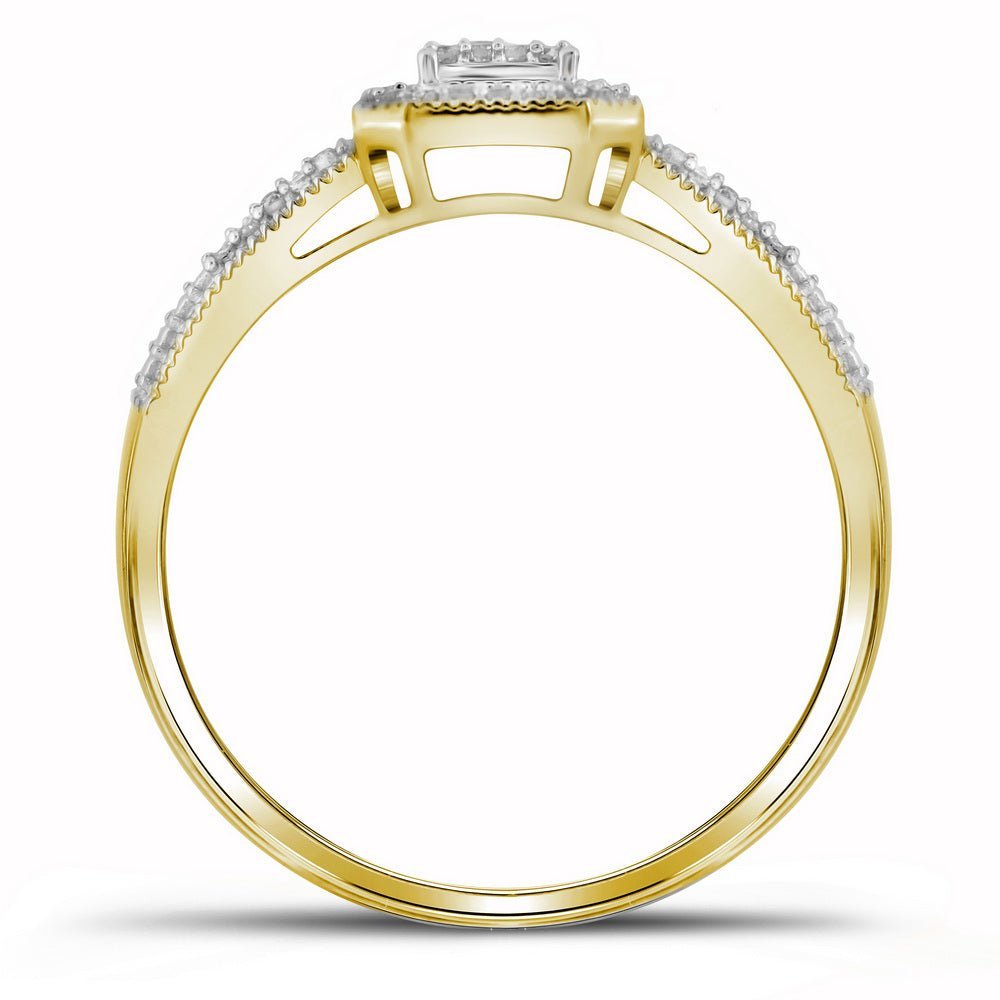 Mesmerizing Square Diamond Cluster Ring in 10kt Yellow Gold - Splendid Jewellery