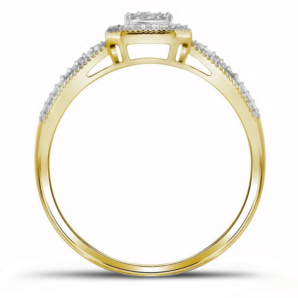 Mesmerizing Square Diamond Cluster Ring in 10kt Yellow Gold - Splendid Jewellery