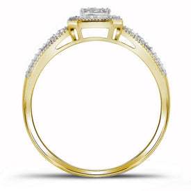 Mesmerizing Square Diamond Cluster Ring in 10kt Yellow Gold - Splendid Jewellery