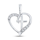 Nested Cross Heart Diamond Pendant | 10kt White Gold 1/20 Cttw Diamond Love Symbol Necklace - Splendid Jewellery