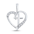 Nested Cross Heart Diamond Pendant | 10kt White Gold 1/20 Cttw Diamond Love Symbol Necklace - Splendid Jewellery