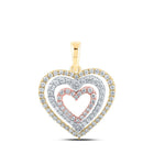 Nested Love: 10kt Tri - Tone Gold Diamond Heart Pendant - Splendid Jewellery