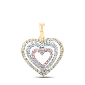 Nested Love: 10kt Tri - Tone Gold Diamond Heart Pendant - Splendid Jewellery