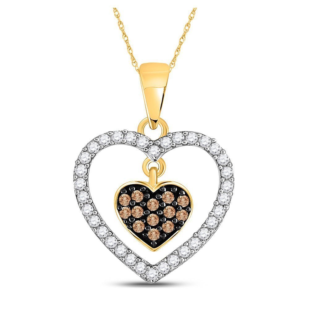 Nested Love: 10kt Yellow Gold Diamond Heart Pendant - Splendid Jewellery