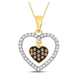 Nested Love: 10kt Yellow Gold Diamond Heart Pendant - Splendid Jewellery