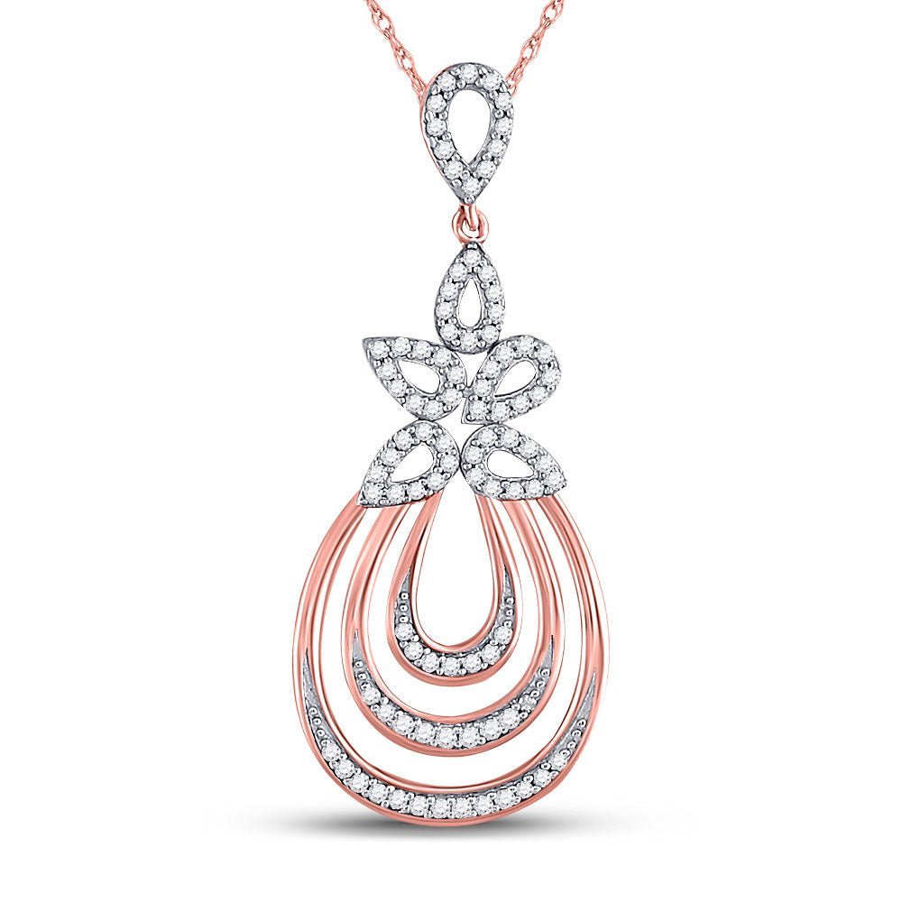 Nested Teardrop Diamond Pendant in 10kt Rose Gold - A Mesmerizing Elegance - Splendid Jewellery