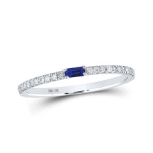 Load image into Gallery viewer, Ocean Mist - 10kt White Gold Baguette Blue Sapphire and Diamond Band Ring - Splendid Jewellery