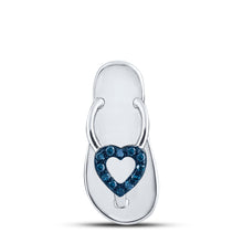 Load image into Gallery viewer, Oceanic Blue Diamond Sandal Pendant | Sterling Silver Nautical Jewelry  Top View from Splendid Jewellery