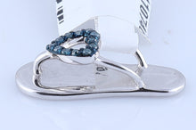 Load image into Gallery viewer, Oceanic Blue Diamond Sandal Pendant | Sterling Silver Nautical Jewelry  Side View from Splendid Jewellery