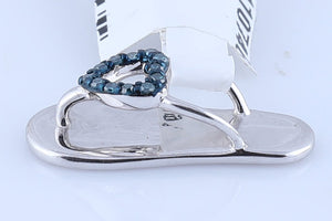 Oceanic Blue Diamond Sandal Pendant | Sterling Silver Nautical Jewelry - Splendid Jewellery