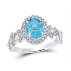 Oceanic Elegance: 10kt White Gold Womens Oval Lab - Created Blue Topaz Fashion Ring - Splendid Jewellery