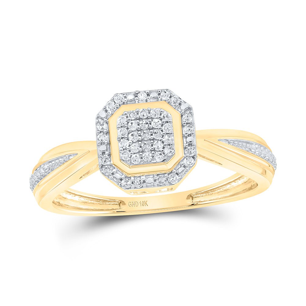 Octagon Brilliance: 10kt Yellow Gold Diamond Cluster Ring - Splendid Jewellery