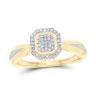 Octagon Brilliance: 10kt Yellow Gold Diamond Cluster Ring - Splendid Jewellery
