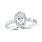 Opulent Brilliance: 14kt White Gold Oval Diamond Halo Bridal Wedding Engagement Ring 2 Cttw - Splendid Jewellery