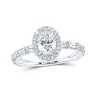 Opulent Brilliance: 14kt White Gold Oval Diamond Halo Bridal Wedding Engagement Ring 2 Cttw - Splendid Jewellery