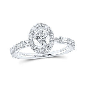 Opulent Brilliance: 14kt White Gold Oval Diamond Halo Bridal Wedding Engagement Ring 2 Cttw - Splendid Jewellery