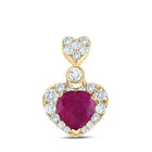 Passionate Love: 10kt Yellow Gold Heart Ruby Diamond Pendant - Splendid Jewellery