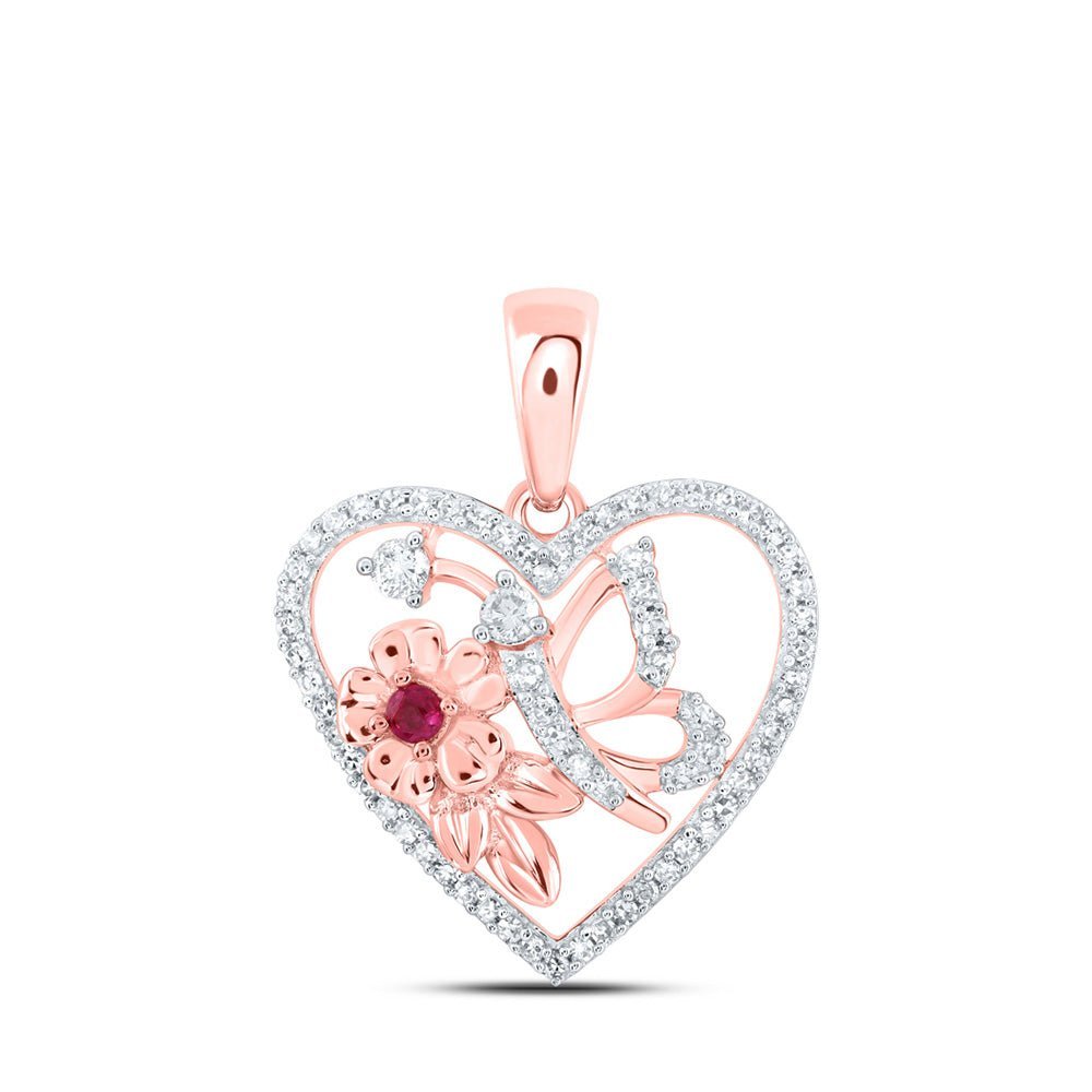 Passionate Ruby Butterfly Heart Pendant - Splendid Jewellery
