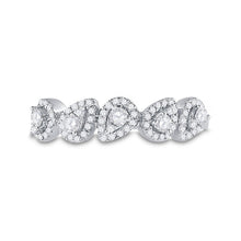 Load image into Gallery viewer, Pear Brilliance | 14kt White Gold Womens Round Diamond Lined Pear Band Ring 1/3 Cttw - Splendid Jewellery