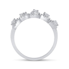 Load image into Gallery viewer, Pear Brilliance | 14kt White Gold Womens Round Diamond Lined Pear Band Ring 1/3 Cttw - Splendid Jewellery