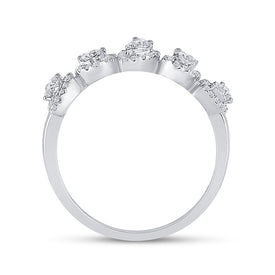 Pear Brilliance | 14kt White Gold Womens Round Diamond Lined Pear Band Ring 1/3 Cttw - Splendid Jewellery
