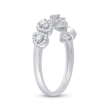 Load image into Gallery viewer, Pear Brilliance | 14kt White Gold Womens Round Diamond Lined Pear Band Ring 1/3 Cttw - Splendid Jewellery