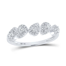 Load image into Gallery viewer, Pear Brilliance | 14kt White Gold Womens Round Diamond Lined Pear Band Ring 1/3 Cttw - Splendid Jewellery
