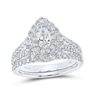 Pear Diamond Halo Elegance Wedding Ring Set - Splendid Jewellery