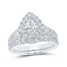 Load image into Gallery viewer, Pear Diamond Halo Elegance Wedding Ring Set - Splendid Jewellery