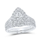 Pear Diamond Halo Elegance Wedding Ring Set - Splendid Jewellery