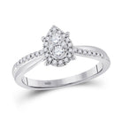 Pear Sparkle Promise Ring | 10kt White Gold Womens Round Diamond Cluster Pear Promise Ring 1/4 Cttw - Splendid Jewellery