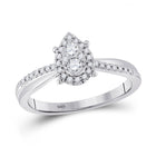 Pear Sparkle Promise Ring | 10kt White Gold Womens Round Diamond Cluster Pear Promise Ring 1/4 Cttw - Splendid Jewellery