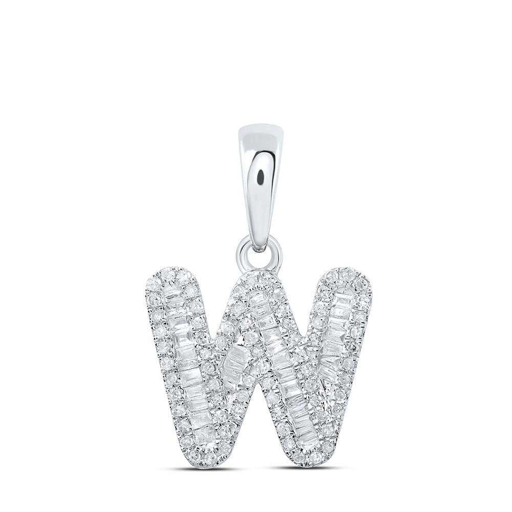 Personalized Baguette Diamond Initial Pendant in 10kt White Gold - Splendid Jewellery - Splendid Jewellery