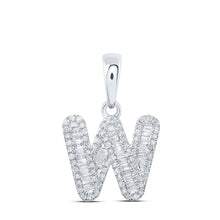 Load image into Gallery viewer, Personalized Baguette Diamond Initial Pendant in 10kt White Gold - Splendid Jewellery - Splendid Jewellery