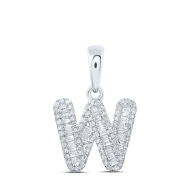 Personalized Baguette Diamond Initial Pendant in 10kt White Gold - Splendid Jewellery - Splendid Jewellery