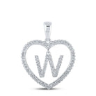 Personalized Diamond Heart Initial Pendant in 10kt White Gold - 1/4 Cttw - Splendid Jewellery