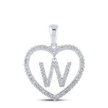 Load image into Gallery viewer, Personalized Diamond Heart Initial Pendant in 10kt White Gold - 1/4 Cttw - Splendid Jewellery
