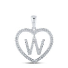 Personalized Diamond Heart Initial Pendant in 10kt White Gold - 1/4 Cttw - Splendid Jewellery