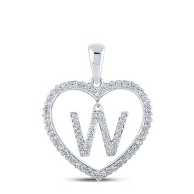 Personalized Diamond Heart Initial Pendant in 10kt White Gold - 1/4 Cttw - Splendid Jewellery