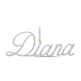Personalized Diamond Initial & Letter Pendant: 10kt Yellow Gold Womens Round Diamond Name Pendant 7/8 Cttw - Splendid Jewellery