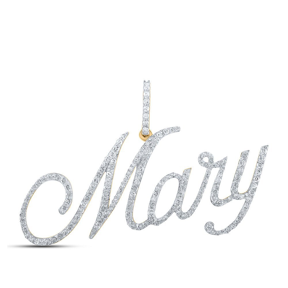 Personalized Diamond Initial & Letter Pendant | 10kt Yellow Gold Womens Round Diamond Name Pendant 7/8 Cttw | Splendid Jewellery - Splendid Jewellery