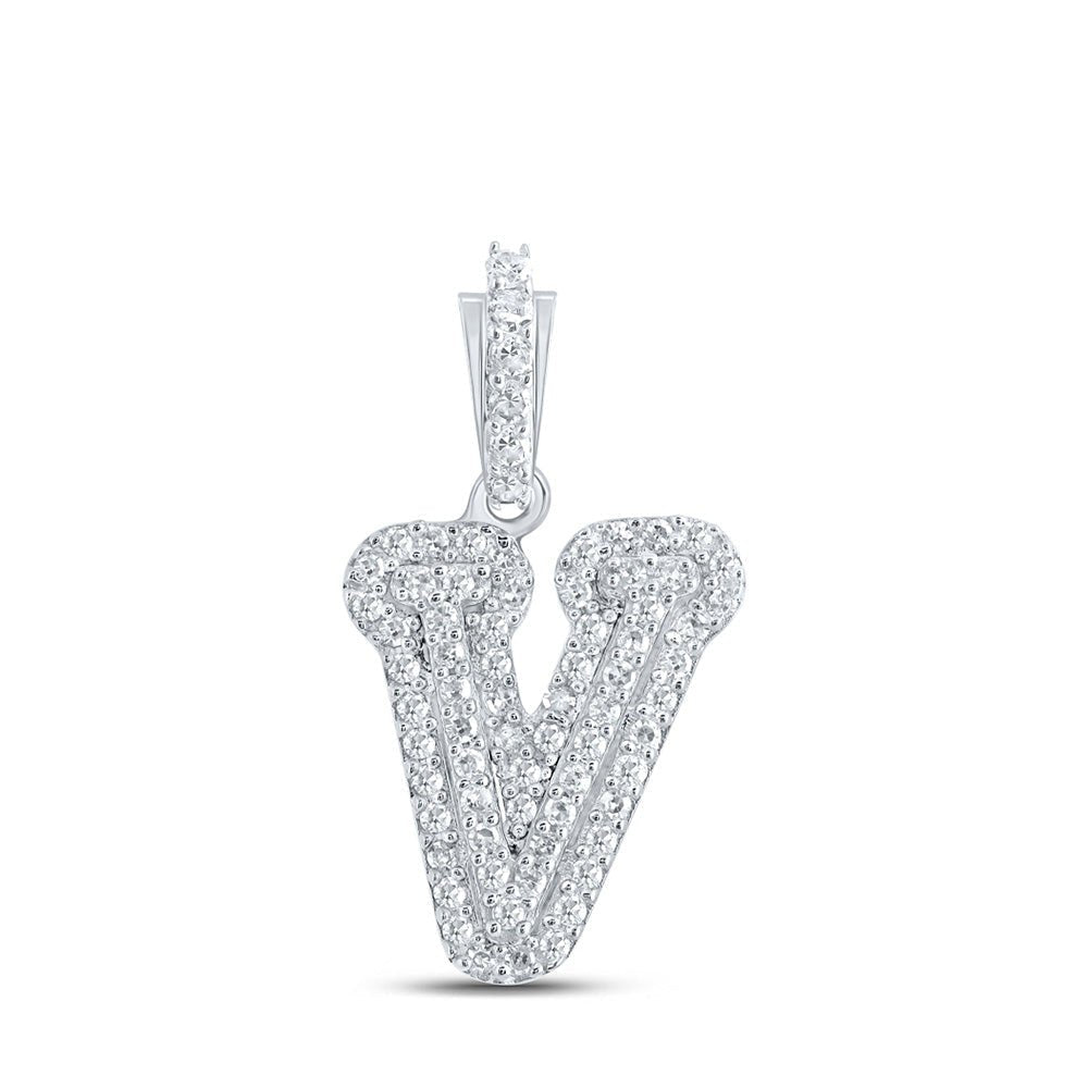 Personalized Diamond Initial Pendant in 10kt White Gold - Elegant and Dazzling Letter Necklace - Splendid Jewellery