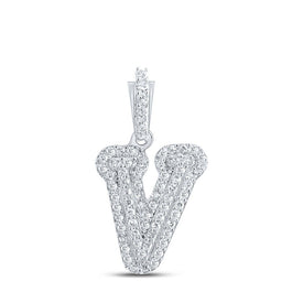 Personalized Diamond Initial Pendant in 10kt White Gold - Elegant and Dazzling Letter Necklace - Splendid Jewellery
