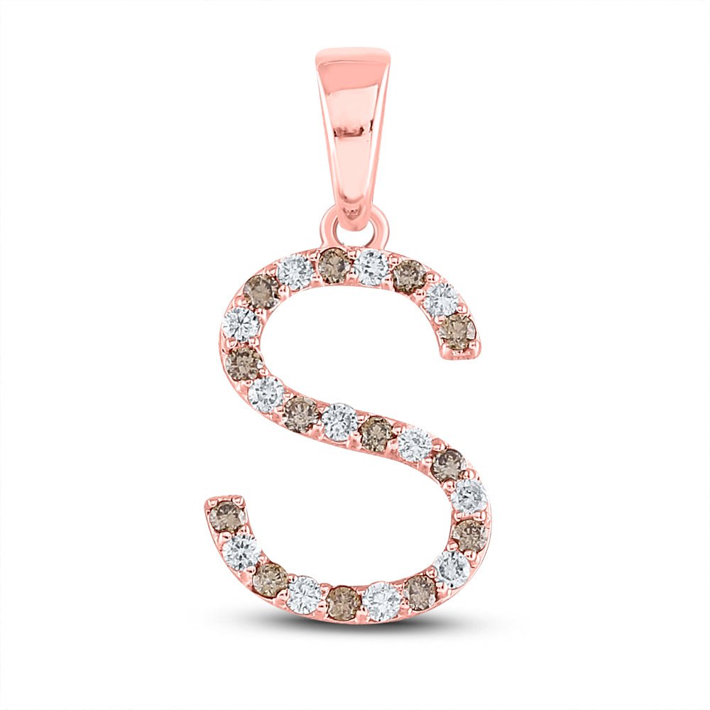 Personalized Rose Gold Diamond Initial Pendant: Elegant and Unique 1/5 Cttw S Letter Pendant by Splendid Jewellery - Splendid Jewellery