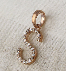 Personalized Rose Gold Diamond Initial Pendant: Elegant and Unique 1/5 Cttw S Letter Pendant by Splendid Jewellery - Splendid Jewellery