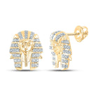 Pharaoh's Radiance: 10kt Yellow Gold Womens Round Diamond Cluster Earrings product  Top View from Splendid Jewellery