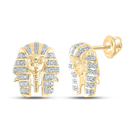 Pharaoh's Radiance: 10kt Yellow Gold Womens Round Diamond Cluster Earrings product  Top View from Splendid Jewellery