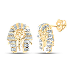 Pharaoh's Radiance: 10kt Yellow Gold Womens Round Diamond Cluster Earrings - Splendid Jewellery