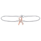 Pink Ribbon Diamond Awareness Bracelet - Sterling Silver Fashion Jewelry - Splendid Jewellery