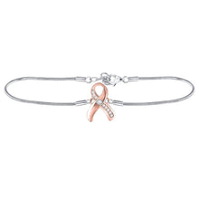 Load image into Gallery viewer, Pink Ribbon Diamond Awareness Bracelet - Sterling Silver Fashion Jewelry - Splendid Jewellery